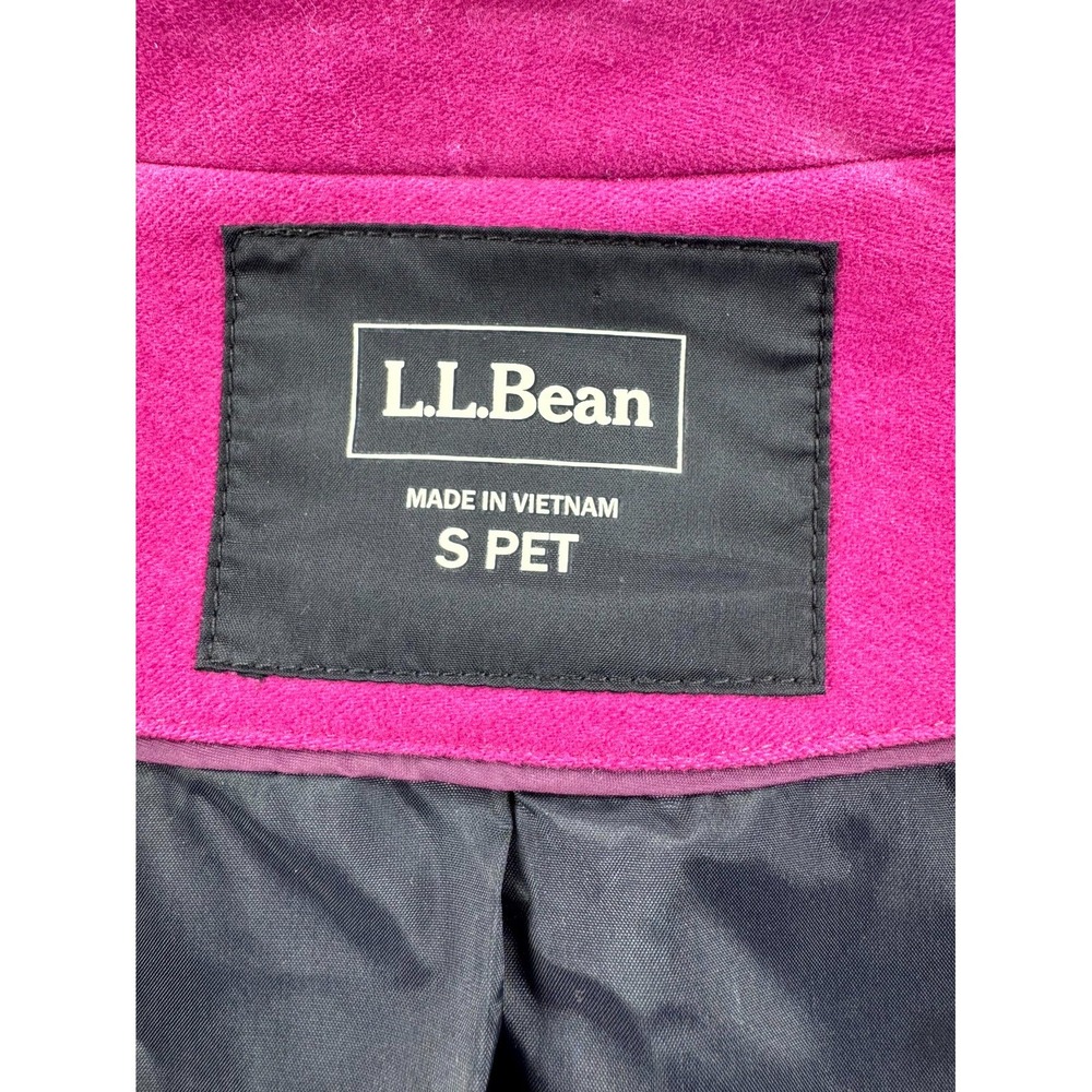 L.L. Bean Fuschia Lined Belted Pea Coat Women's PS Purple Spring Collared Preppy - Picture 4 of 10